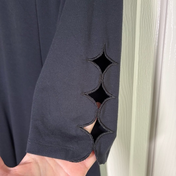 Soft Surroundings Black Dress Medium Eyelet Diamond Long Sleeve Modest Event - Picture 9 of 9